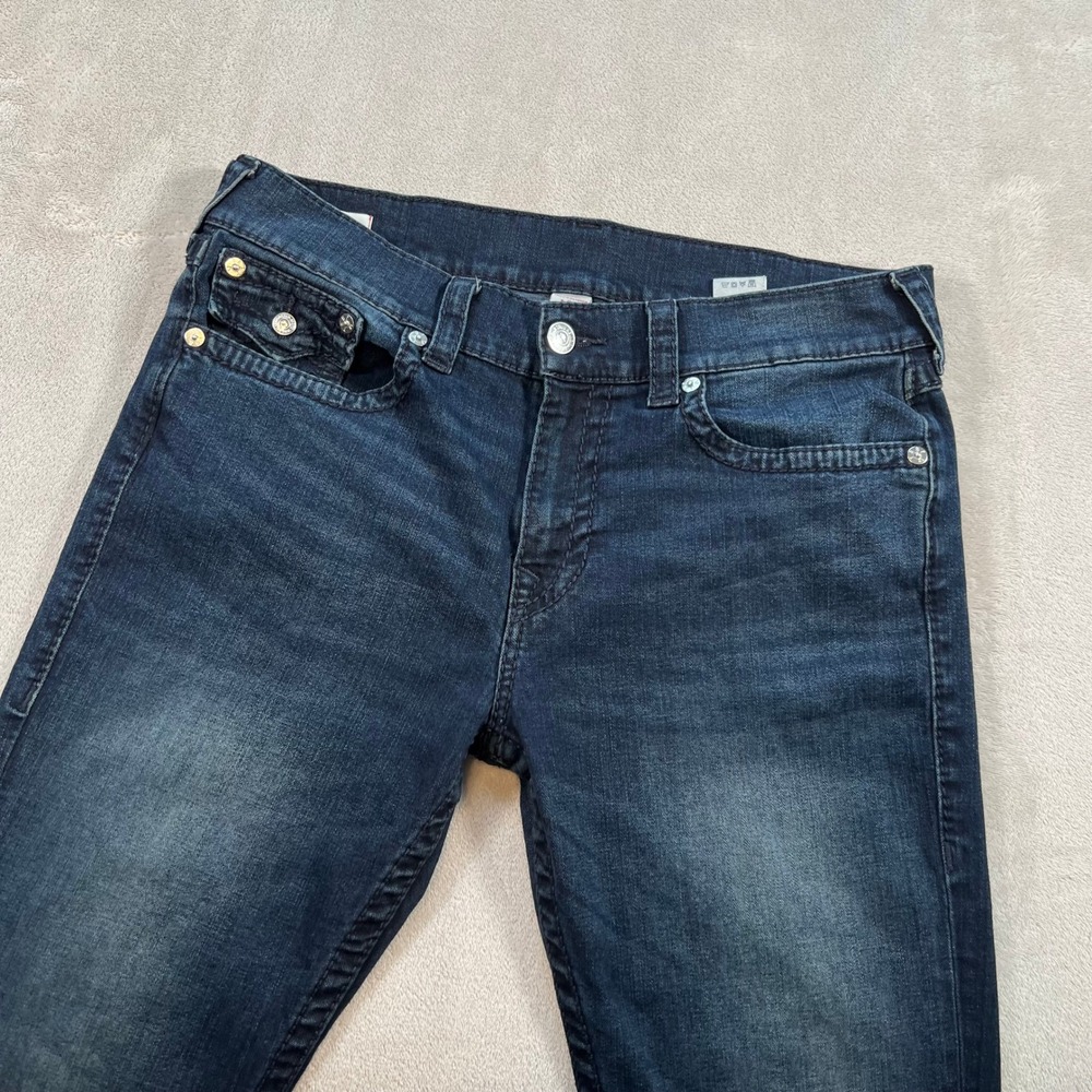True Religion Geno Relaxed Slim Jeans Mens 34x32 Dark Wash Blue Denim Horseshoe - Picture 3 of 12